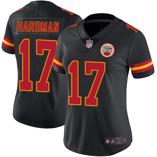Women Kansas City Chiefs #17 Hardman Mecole Limited Black Rush Vapor Untouchable Football Nike NFL Jersey